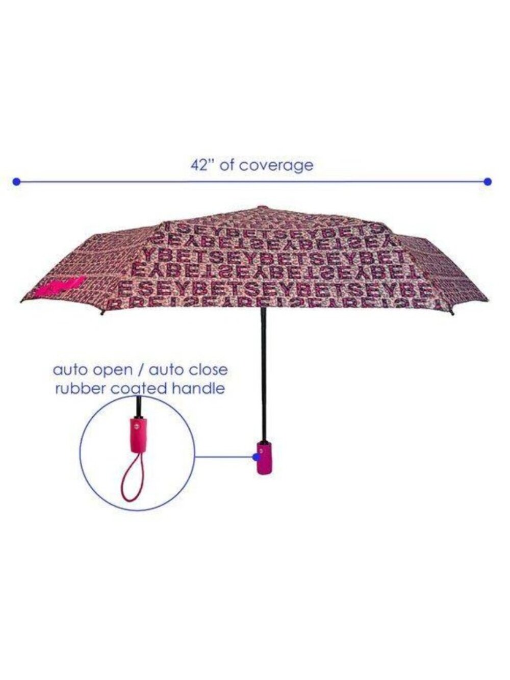 Betsey Johnson Betsey Leopard Logo Umbrella - Picture 3 of 3